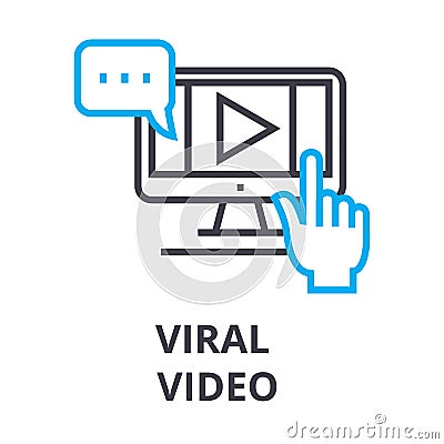 Viral video thin line icon, sign, symbol, illustation, linear concept, vector Vector Illustration