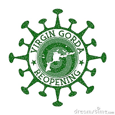 Virgin Gorda Reopening Stamp. Vector Illustration