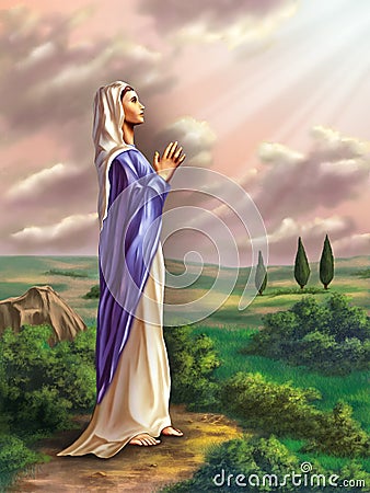 Virgin Mary Cartoon Illustration