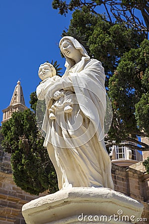 Virgin Mary and Child Statue in Mellieha Editorial Stock Photo