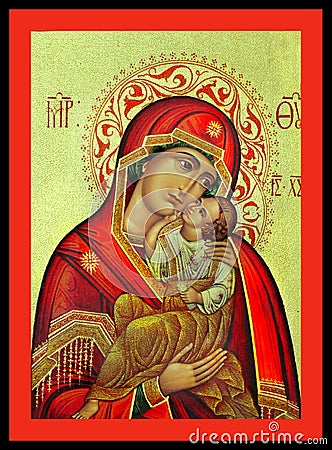 Virgin Mary and Jesus Greek Icon Stock Photo