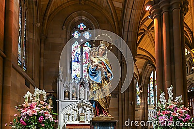 Virgin Mary with Jesus statue Stock Photo