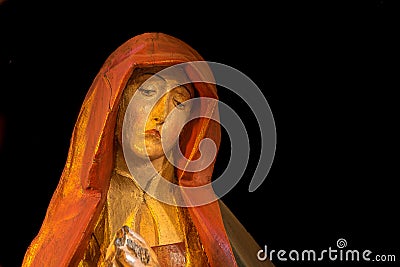 Virgin Mary mourning with a sad face Stock Photo