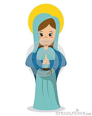 Virgin mary religious catholic image Vector Illustration