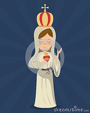 Virgin mary sacred immaculate heart religion Vector Illustration