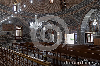 Virgin Mary Syriac Orthodox Church in Diyarbakir, Turkey. Detail from inside the church. Editorial Stock Photo