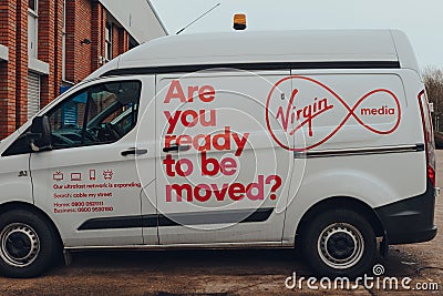 Virgin Media van on a street in Birmingham, UK Editorial Stock Photo