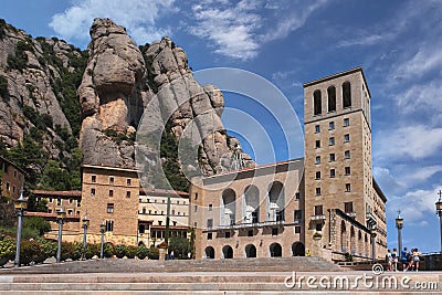 Virgin of Montserrat Abbey near Barcelona, Spain. Catalonia famous monument. Editorial Stock Photo