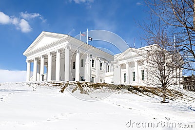 Virgina State Capitol - Richmond in the Snow Stock Photo