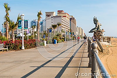 Virginia Beach Resort and Oceanfront Boardwalk Editorial Stock Photo