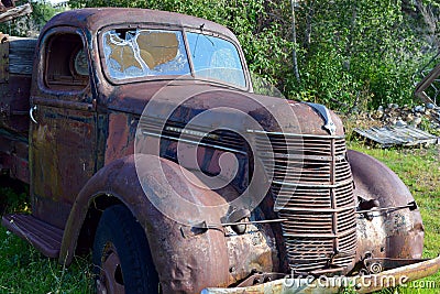 A rusty antique International truck in Virginia City, Nevada, USA Editorial Stock Photo