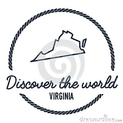 Virginia Map Outline. Vintage Discover the World. Vector Illustration