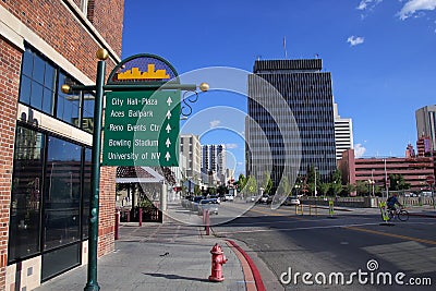 Virginia street in downtown Reno, Nevada Editorial Stock Photo