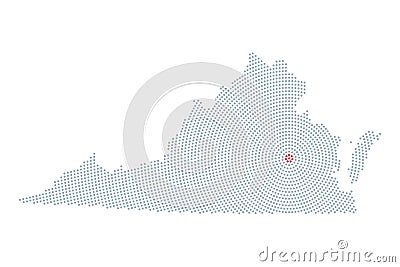 Virginia, silhouette of the U.S. state with radial dot pattern Vector Illustration