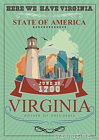 Virginia vector american poster. Here we have Virginia Vector Illustration