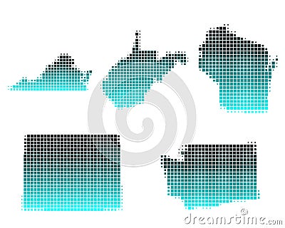 Virginia, Washington, W Virginia, Wisconsin, Wyom Vector Illustration