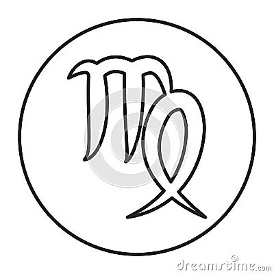 Virgo black line icon. Zodiac sign. Astrology and horoscope. Predictions and human character. Element earth. Ruler Mercury. UI UX Stock Photo
