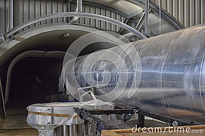 The Virgo interferometer interior tunnel Stock Photo