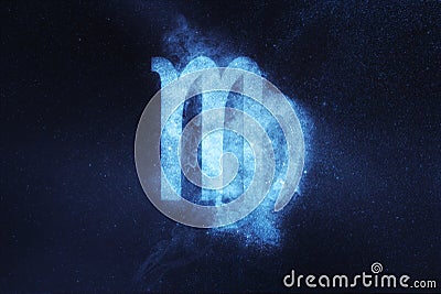 Virgo Zodiac Sign. Abstract night sky background Stock Photo