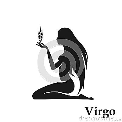 Virgo zodiac sign horoscope symbol. astrological icon in black and white style Vector Illustration