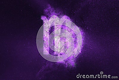 Virgo Zodiac Sign. Night sky Abstract background Stock Photo