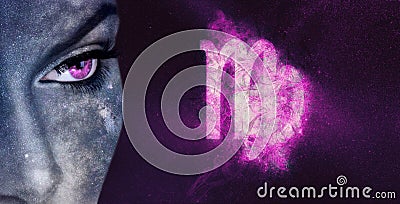 Virgo Zodiac Sign. Night sky Astrology women Stock Photo