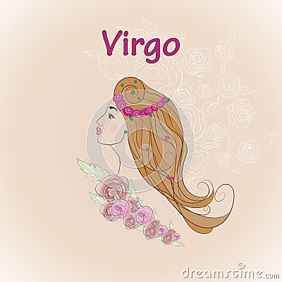Virgo zodiac sign, retro style card Stock Photo