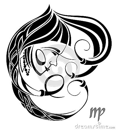 Virgo zodiac vector sign.Tattoo design Vector Illustration