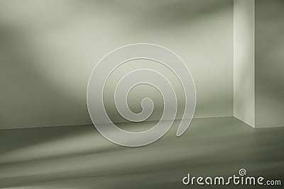 Viridis color or earthy green background for product presentation with shadow and light from window Cartoon Illustration