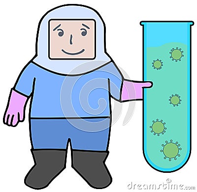 virologist Cartoon Illustration