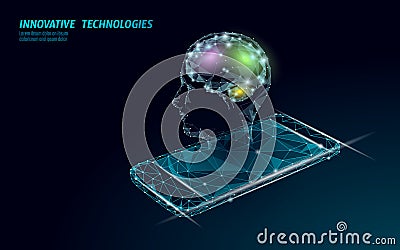 Virtual assistant voice recognition service technology. AI artificial intelligence robot support. Chatbot brain on Vector Illustration