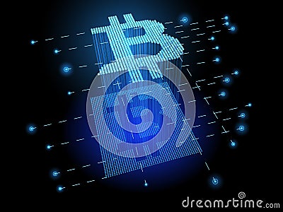 Virtual bitcoin concept crypto currency . Vector illustration b Vector Illustration