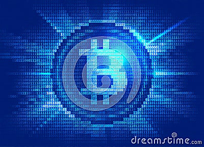 Virtual bitcoin digital currency consist of binary code Vector Illustration