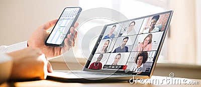 Virtual Business Presentation Or Videoconferencing Stock Photo