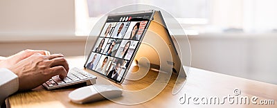 Virtual Business Presentation Or Videoconferencing Stock Photo