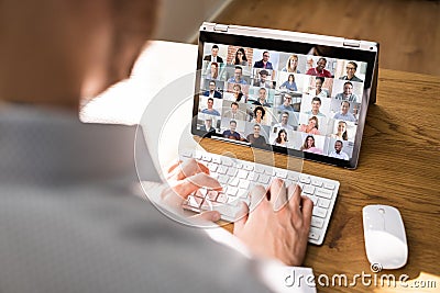 Virtual Business Presentation Or Videoconferencing Stock Photo