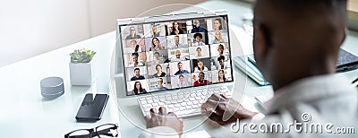 Virtual Business Presentation Or Videoconferencing Stock Photo