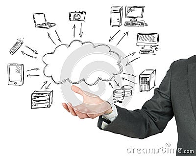 Virtual cloud network concept Stock Photo