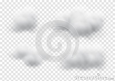 Virtual cloud vectors isolated on transparency background, Fluffy cubes like white cotton wool graphic design Stock Photo