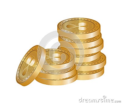 Virtual coins with ripple symbol Vector Illustration