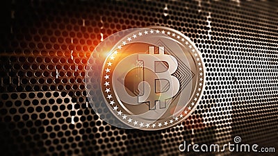 Virtual cryptocurrency Bitcoin sign Stock Photo
