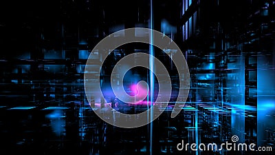 Virtual digital space, data center. Information transfer, digital future, information storage and ordering system. 3d render Stock Photo