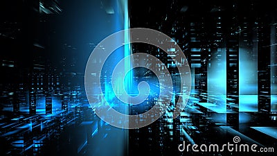 Virtual digital space, data center. Information transfer, digital future, information storage and ordering system. 3d render Stock Photo