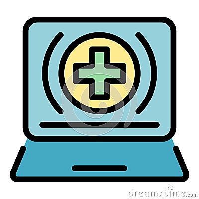 Virtual doctor icon color outline vector Vector Illustration