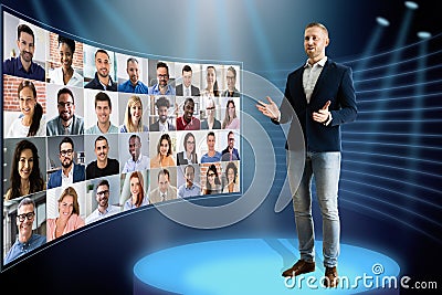 Virtual Event Conference Or Convention Stock Photo