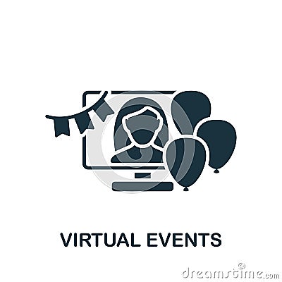 Virtual Events icon. Monochrome simple New Normality icon for templates, web design and infographics Vector Illustration