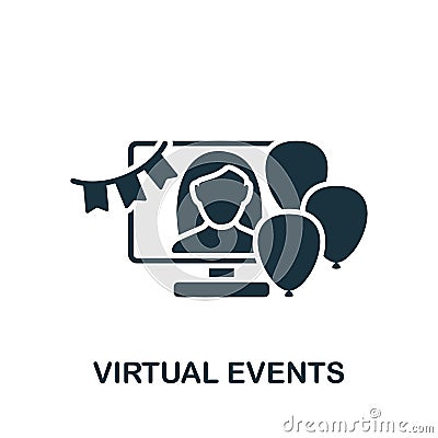 Virtual Events icon. Monochrome simple New Normality icon for templates, web design and infographics Stock Photo