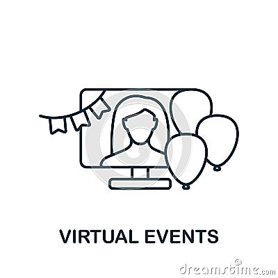 Virtual Events icon. Monochrome simple New Normality icon for templates, web design and infographics Vector Illustration