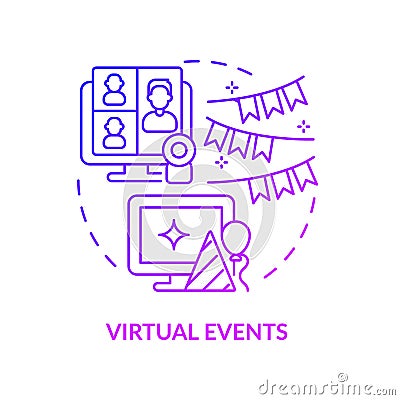 Virtual events purple gradient concept icon Vector Illustration