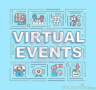 Virtual events word concepts banner Vector Illustration